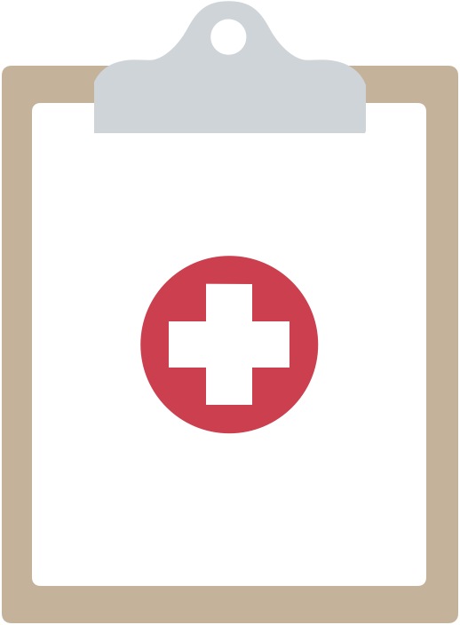 Light brown clipboard with light gray clip and medical document.