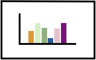 Bar graph with six vertical bars of varying heights and colors.