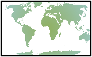 World map with green-blue gradient.